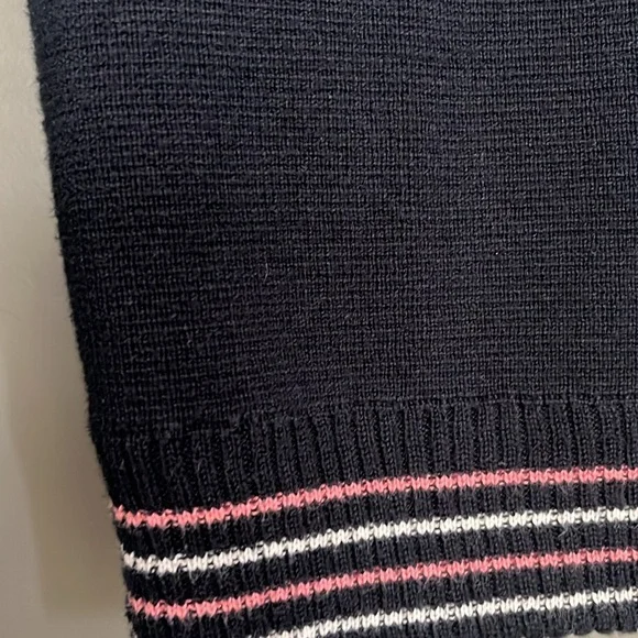 Tsumori Chisato zip front sweater with collegiate style trim. navy. extra small - Picture 5 of 5